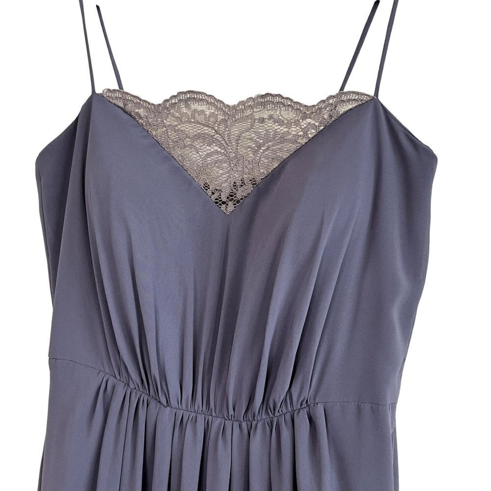 JENNY YOO Charcoal Gray Evening Maxi Dress with Spaghetti Straps Size 10 - Picture 5 of 12